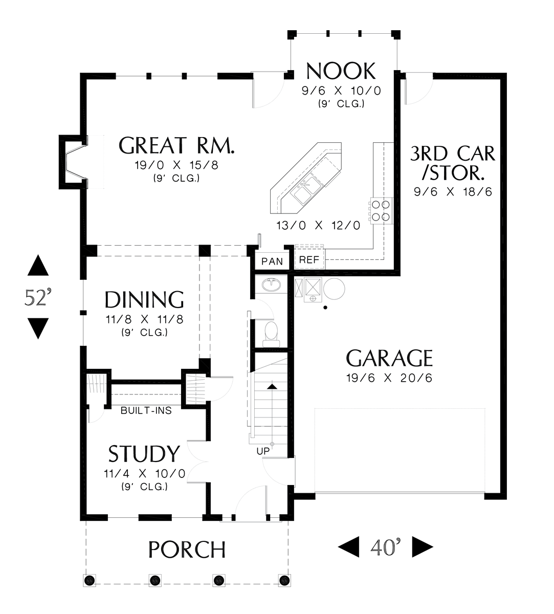 Main Floor Plan for Mascord House Plan 2164 - The Somersetter