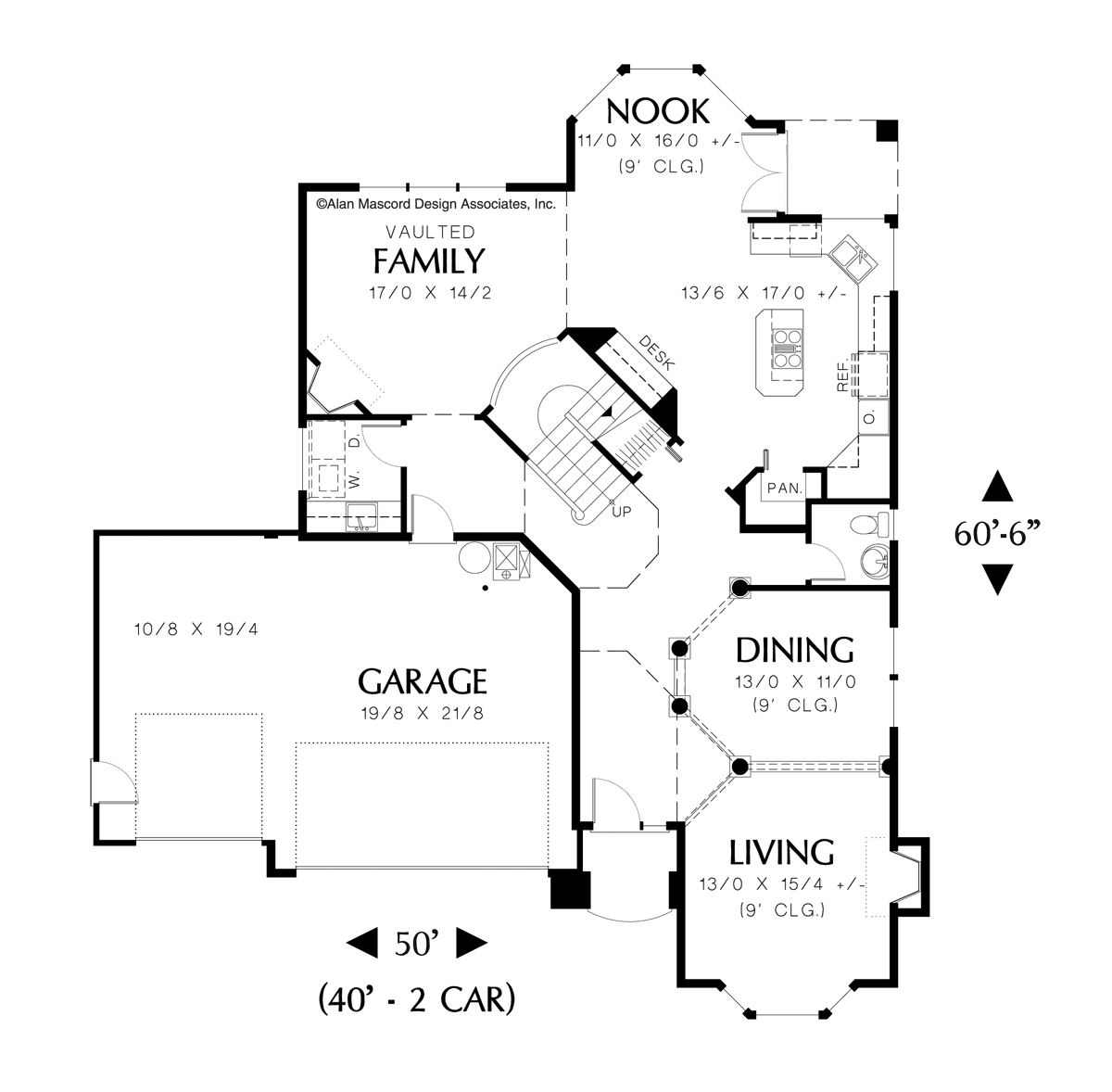 Main Floor Plan for Mascord House Plan 2201 - The Barnhart