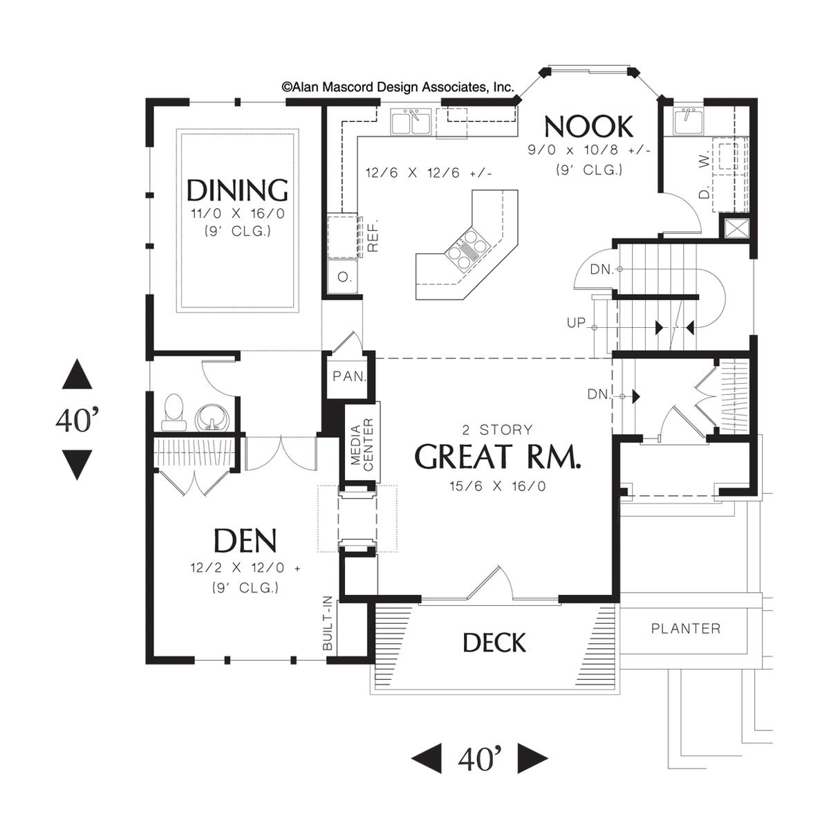 Main Floor Plan for Mascord House Plan 22109 - The Anson