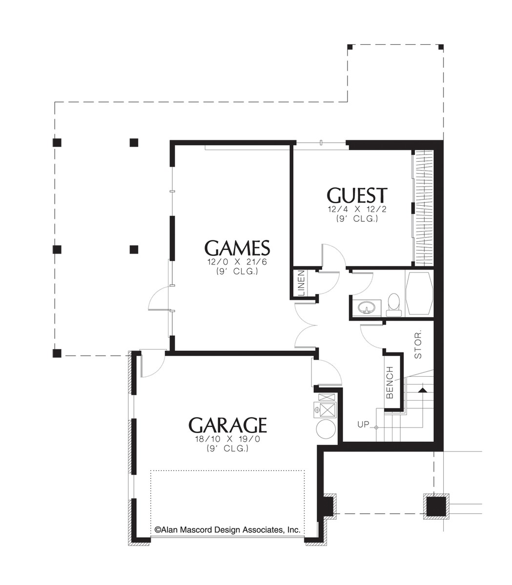 Lower Floor Plan for Mascord House Plan 22115 - The Bradford
