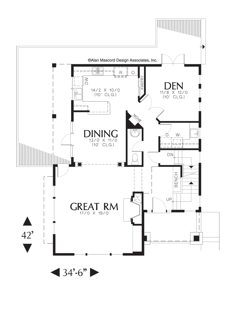 Main Floor Plan for Mascord House Plan 22115 - The Bradford