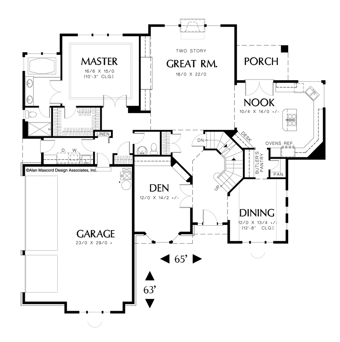 Main Floor Plan for Mascord House Plan 22118 - The Dunewood