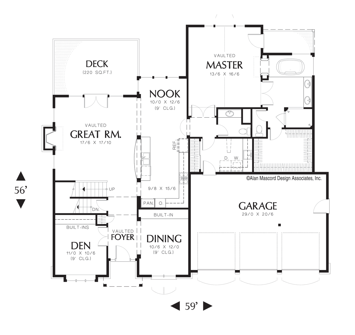Main Floor Plan for Mascord House Plan 22122D - The Brackenbury
