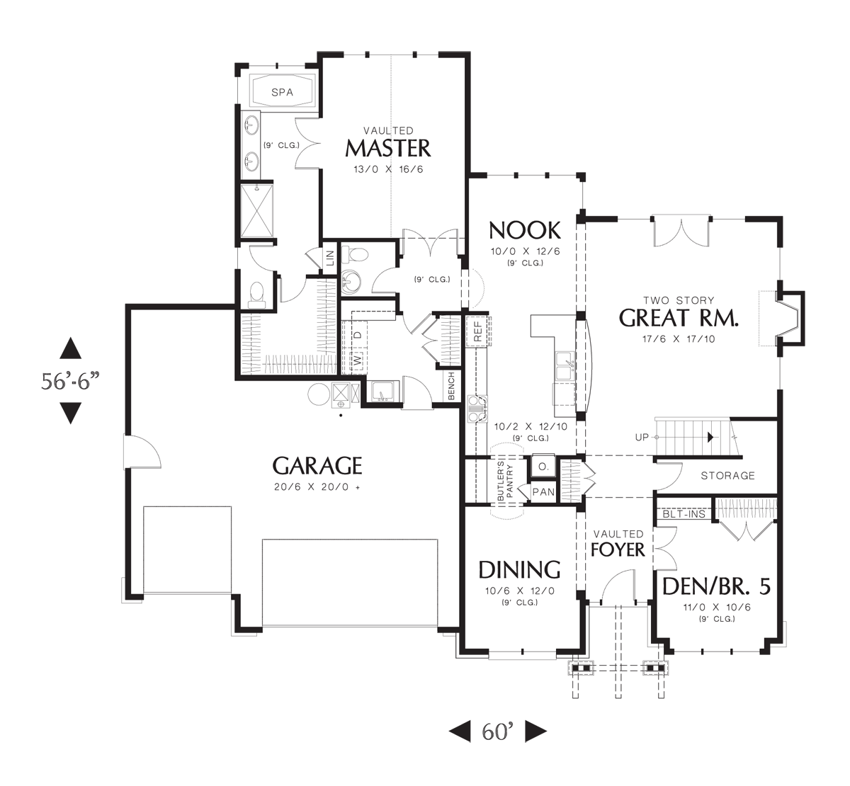 Main Floor Plan for Mascord House Plan 22122U - The Dinsmore
