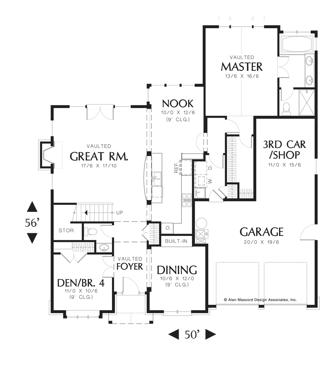 Main Floor Plan for Mascord House Plan 22122 - The Greenspire