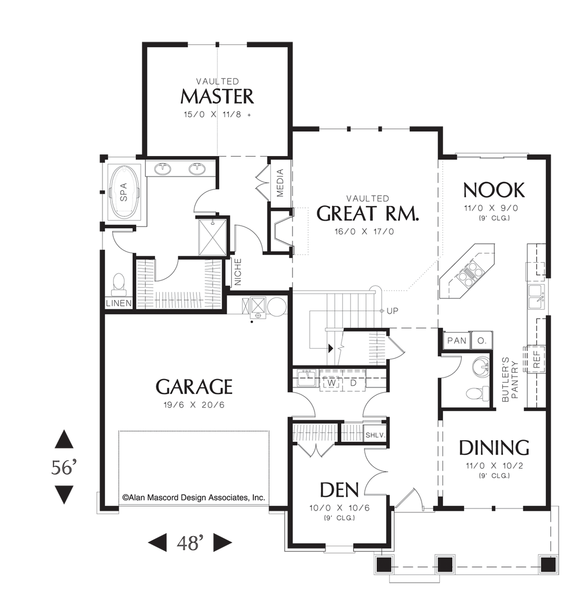 Main Floor Plan for Mascord House Plan 22145 - The Ackley