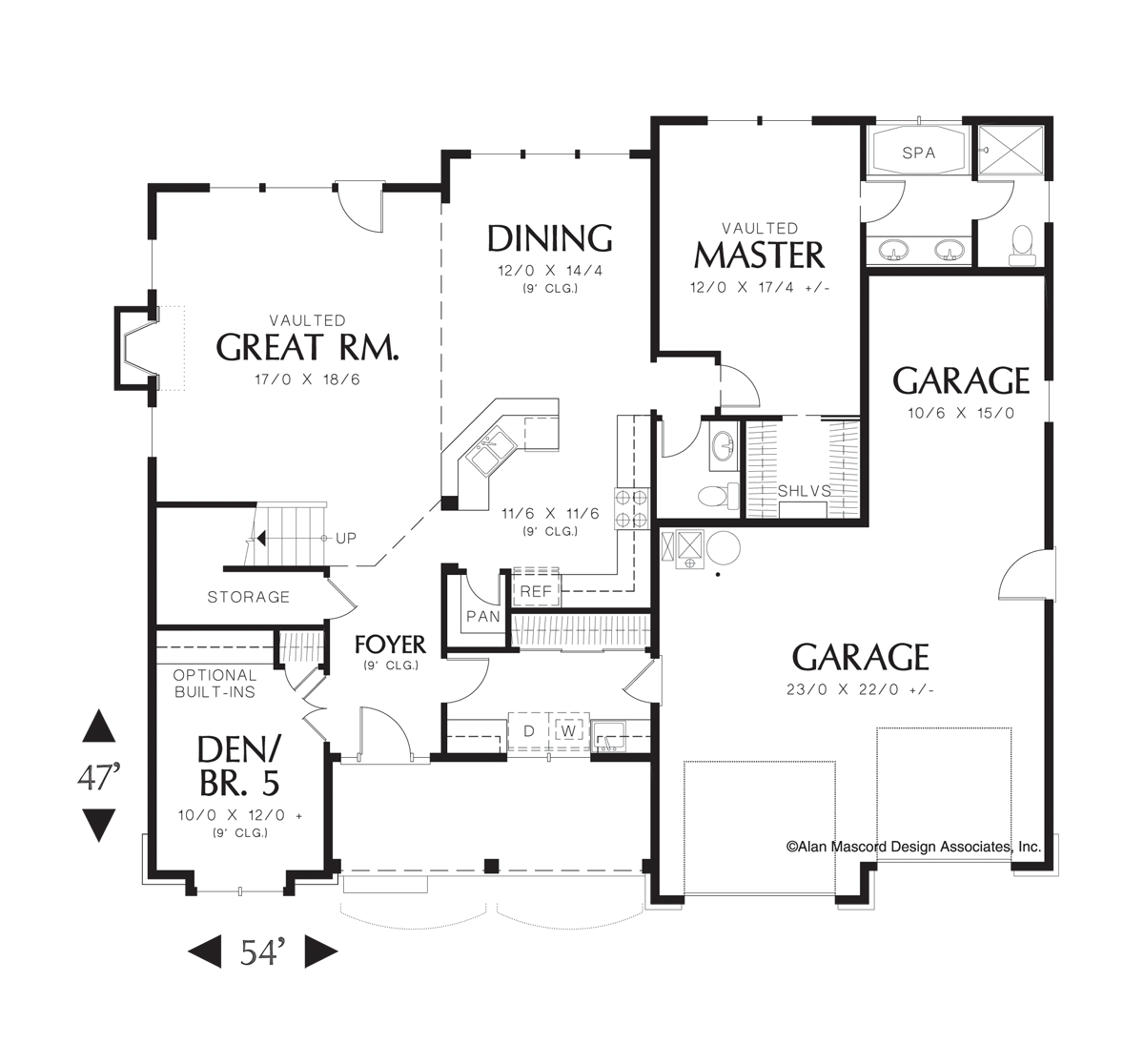 Main Floor Plan for Mascord House Plan 22146A - The Dellwood