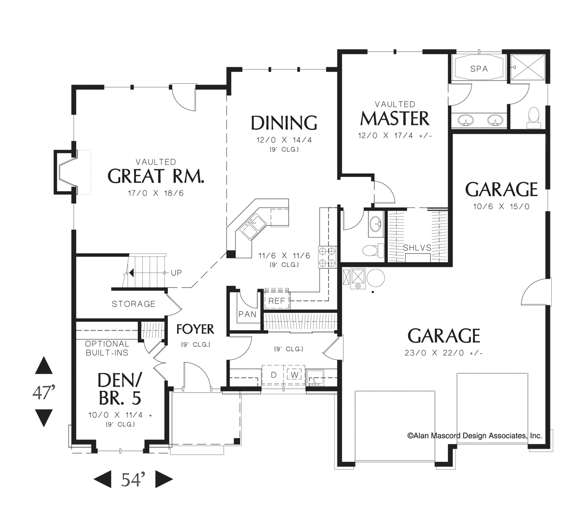 Main Floor Plan for Mascord House Plan 22146 - The Barlow