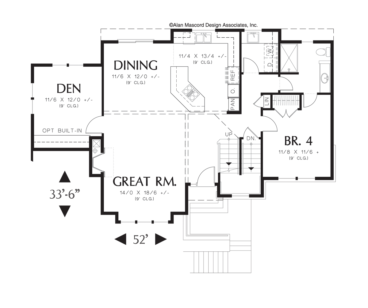Main Floor Plan for Mascord House Plan 22147 - The Hillview