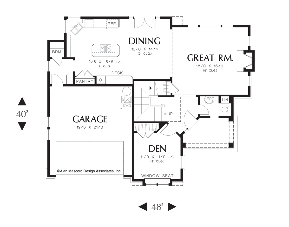 Main Floor Plan for Mascord House Plan 22155 - The Gaylord