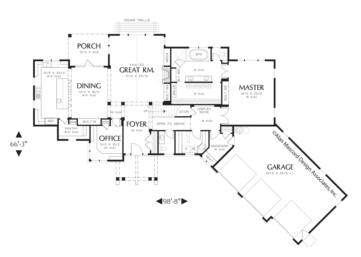 Main Floor Plan for Mascord House Plan 22156 - The Halstad