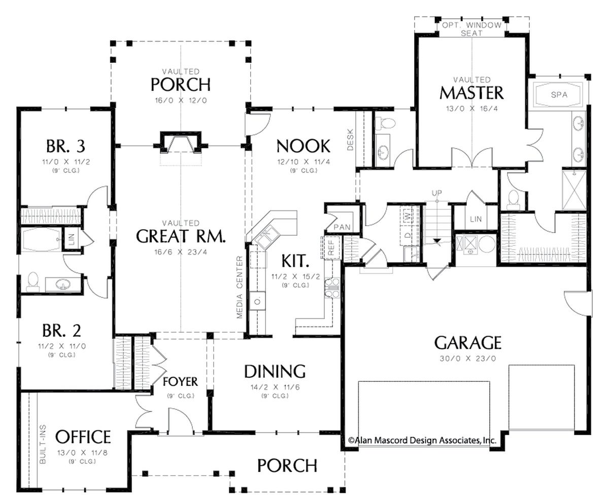 Main Floor Plan for Mascord House Plan 22158A - The Jasper