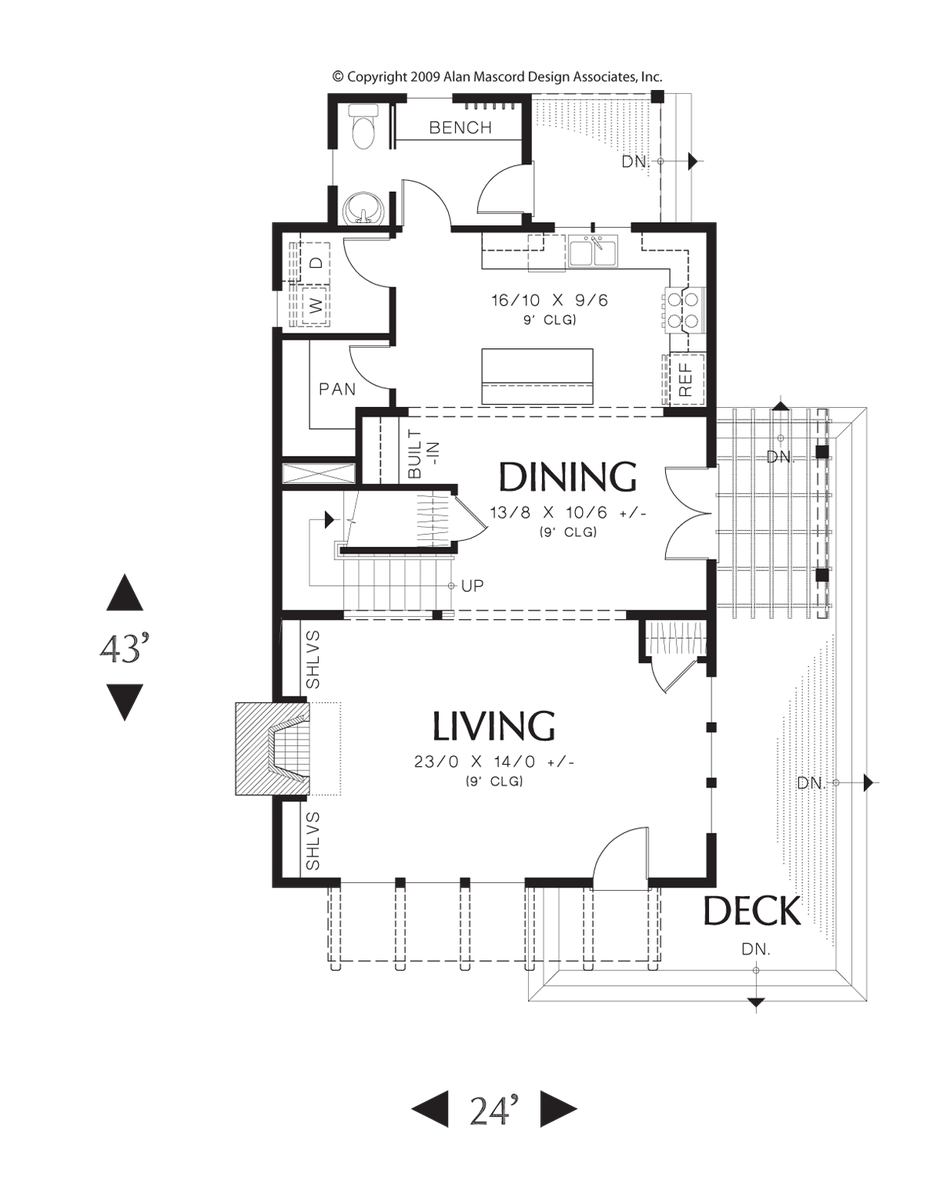 Main Floor Plan for Mascord House Plan 22171C - The Hadaway