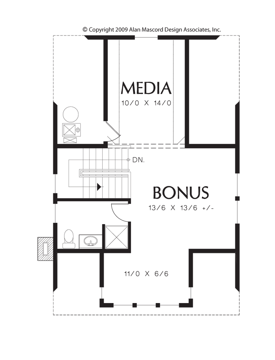 Upper Floor Plan for Mascord House Plan 22171C - The Hadaway