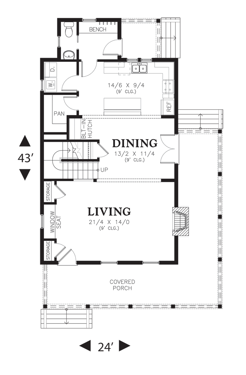 Main Floor Plan for Mascord House Plan 22171 - The Pranger