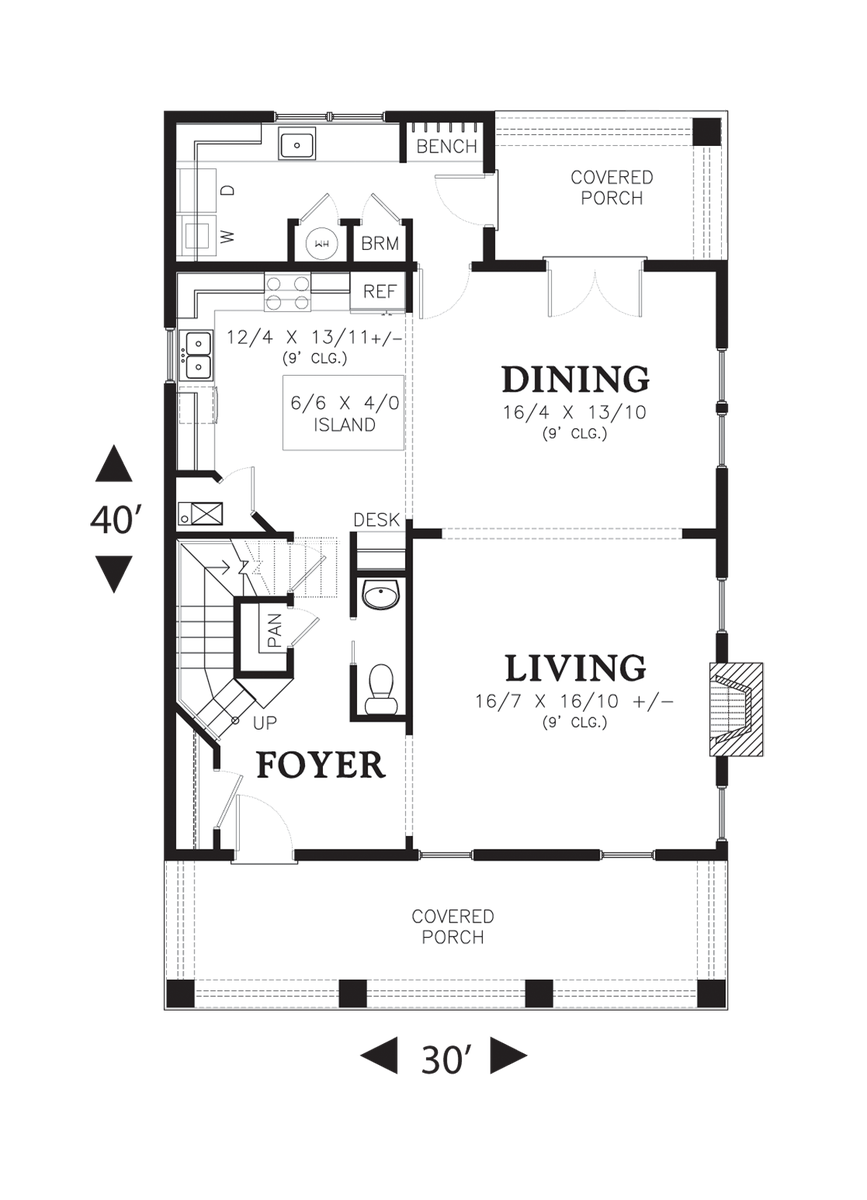 Main Floor Plan for Mascord House Plan 22172B - The Berkshire