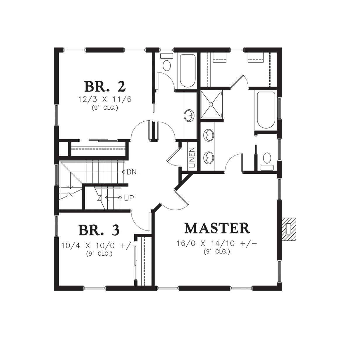 Upper Floor Plan for Mascord House Plan 22172B - The Berkshire