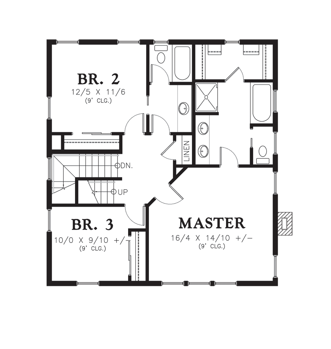 Upper Floor Plan for Mascord House Plan 22172C - The Carrington