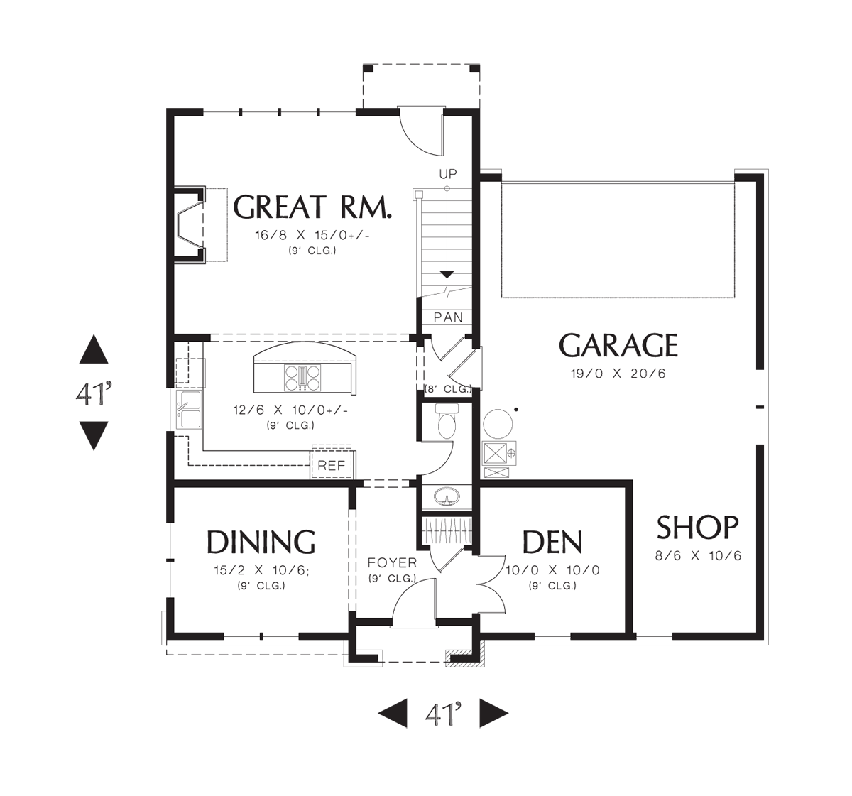 Main Floor Plan for Mascord House Plan 22176A - The Jacksonville