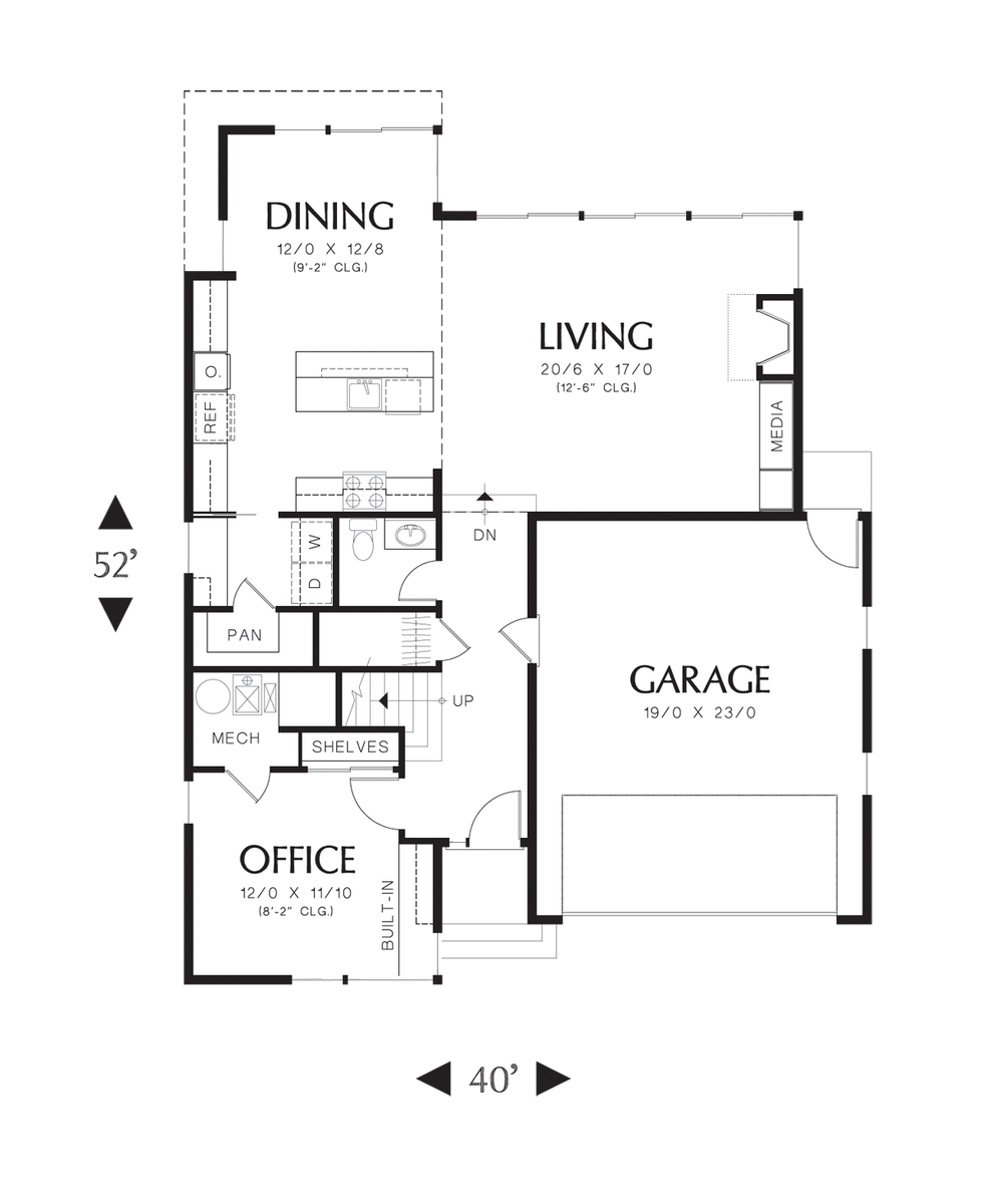 Main Floor Plan for Mascord House Plan 22179 - The Dain