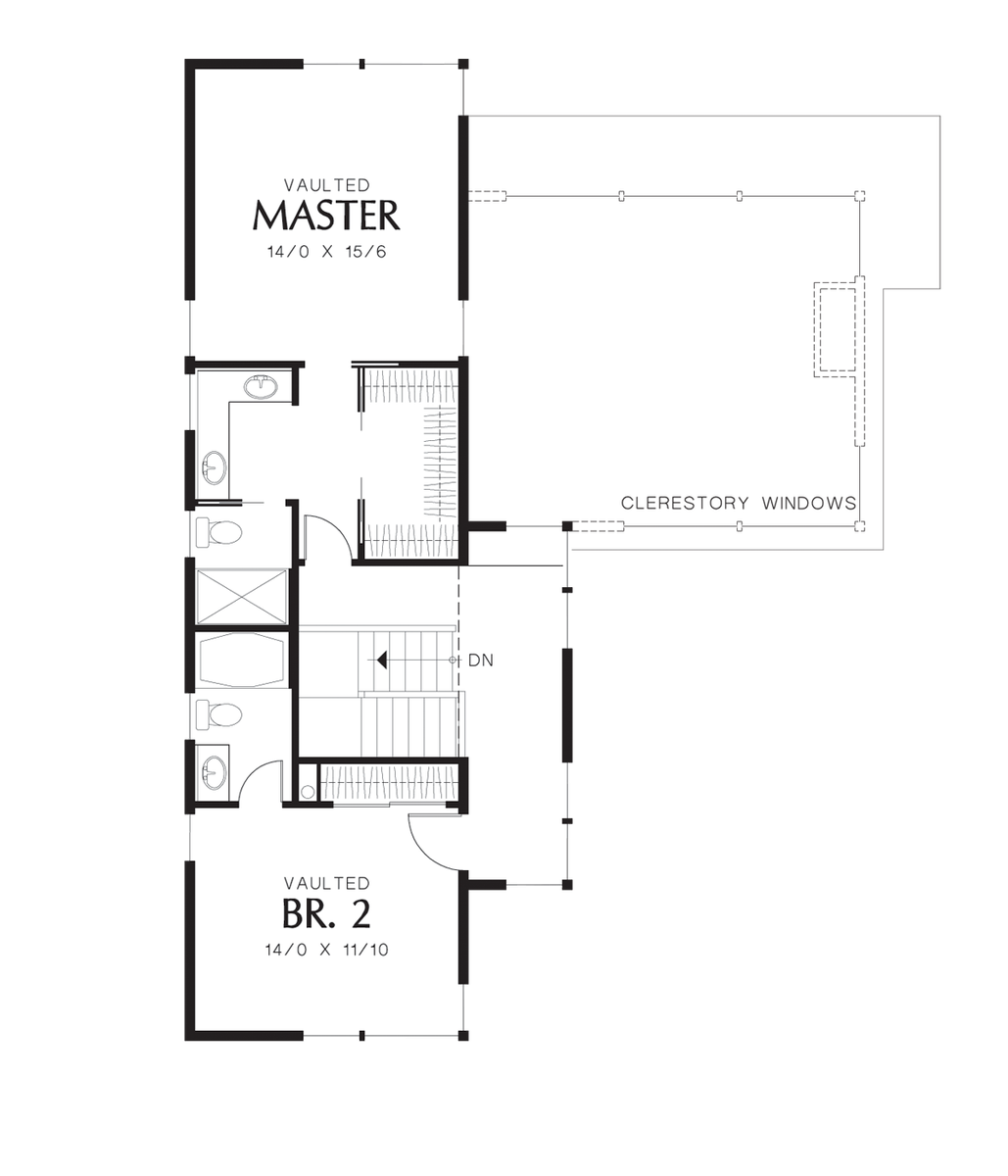 Upper Floor Plan for Mascord House Plan 22179 - The Dain
