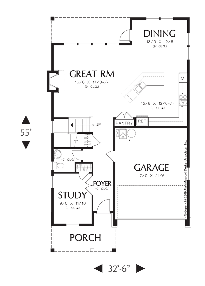 Main Floor Plan for Mascord House Plan 22184 - The Springwater