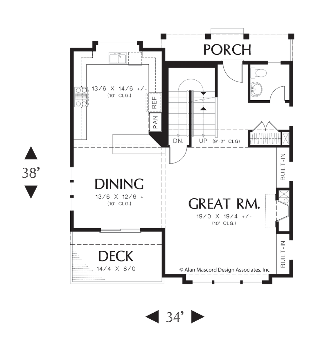Main Floor Plan for Mascord House Plan 22187A - The Newcastle