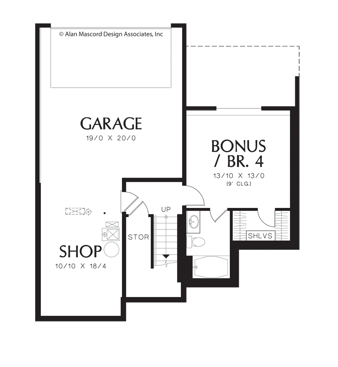 Lower Floor Plan for Mascord House Plan 22188A - The Newbury