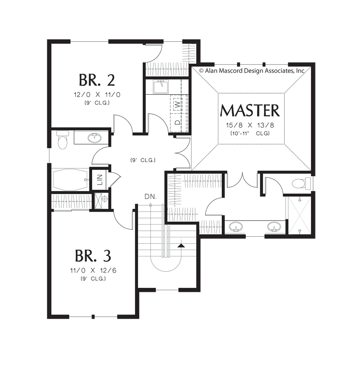 Upper Floor Plan for Mascord House Plan 22188A - The Newbury