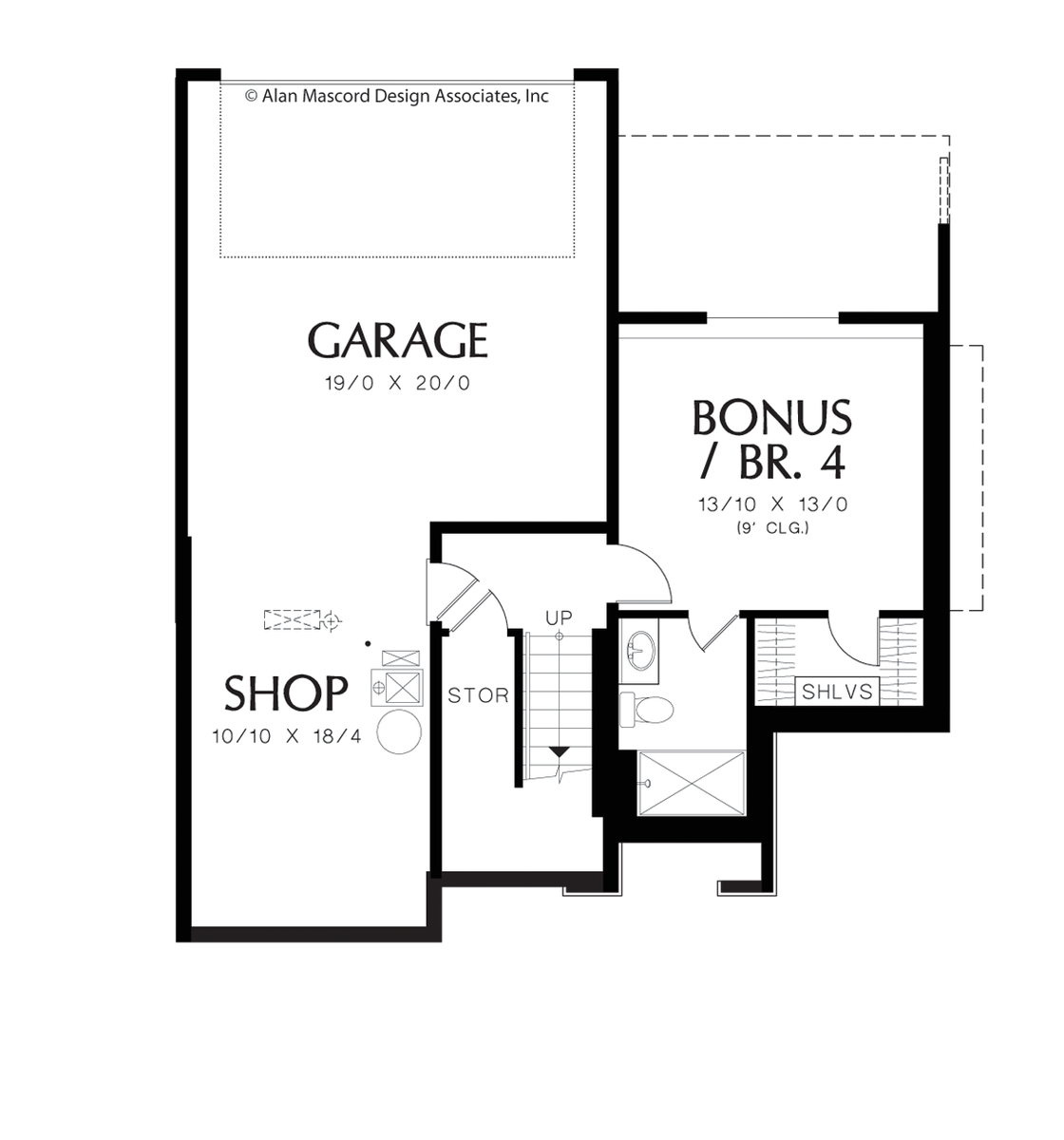 Lower Floor Plan for Mascord House Plan 22188 - The Sunderland
