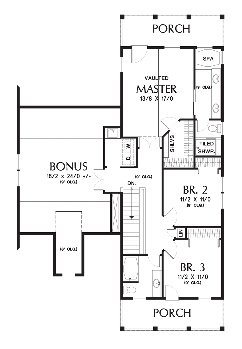Upper Floor Plan for Mascord House Plan 22189 - The Madewood