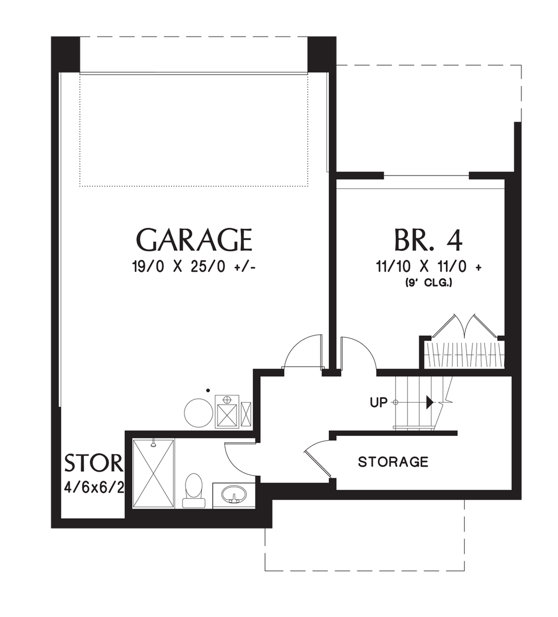 Lower Floor Plan for Mascord House Plan 22192 - The Roundhay