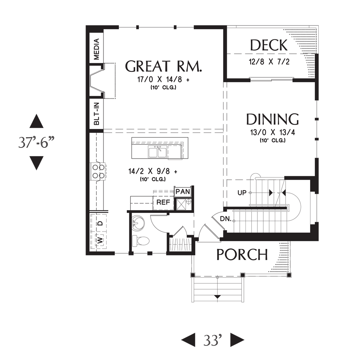 Main Floor Plan for Mascord House Plan 22192 - The Roundhay