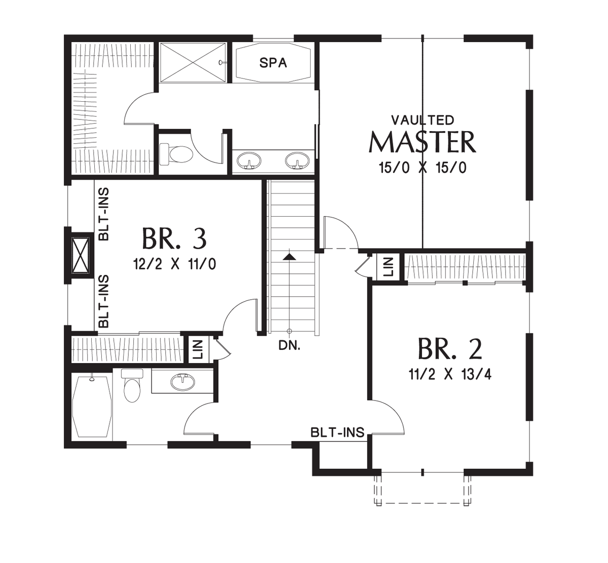Upper Floor Plan for Mascord House Plan 22193ES - The Forest Park