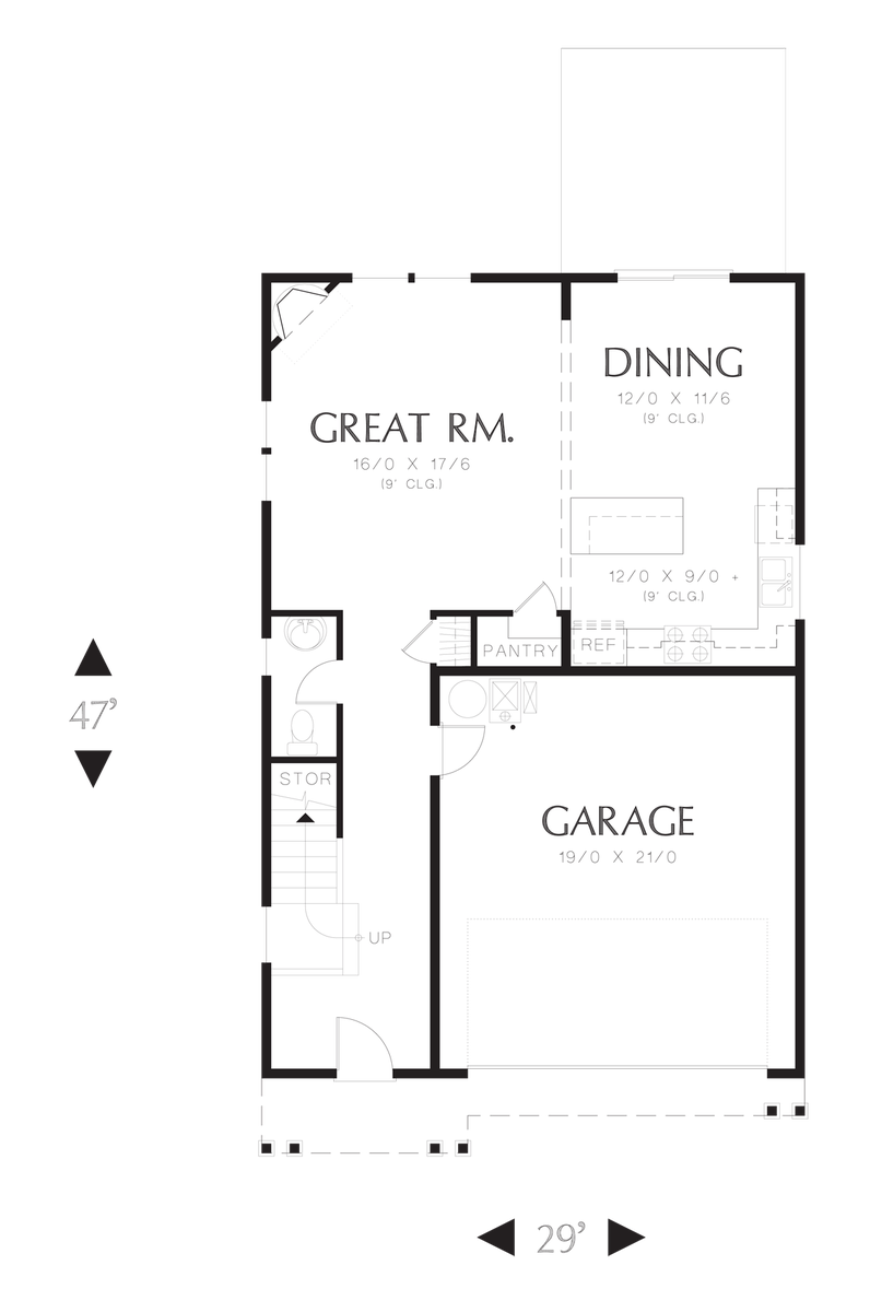 Main Floor Plan for Mascord House Plan 22195 - The Melville