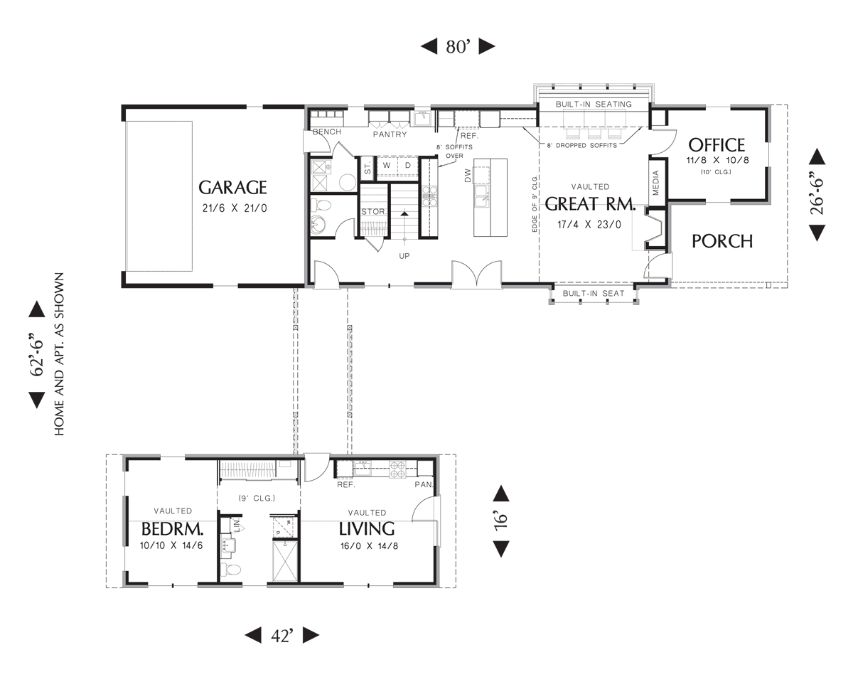 Main Floor Plan for Mascord House Plan 22196 - The Summerset