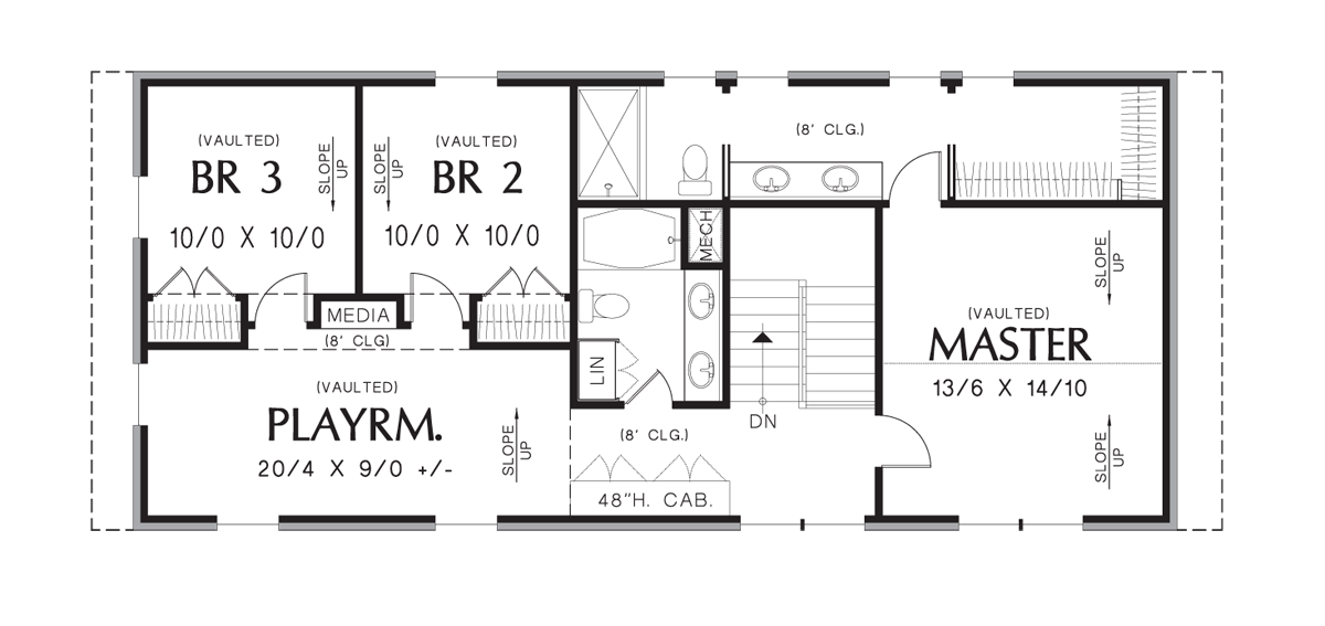 Upper Floor Plan for Mascord House Plan 22196 - The Summerset