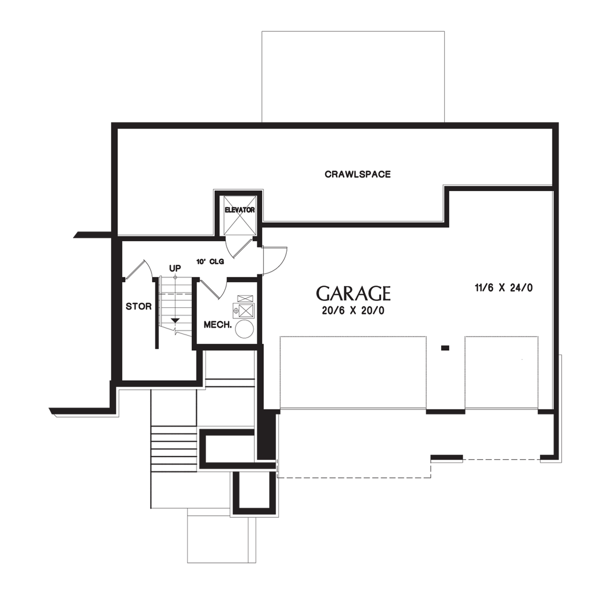 Lower Floor Plan for Mascord House Plan 22197 - The Renicker