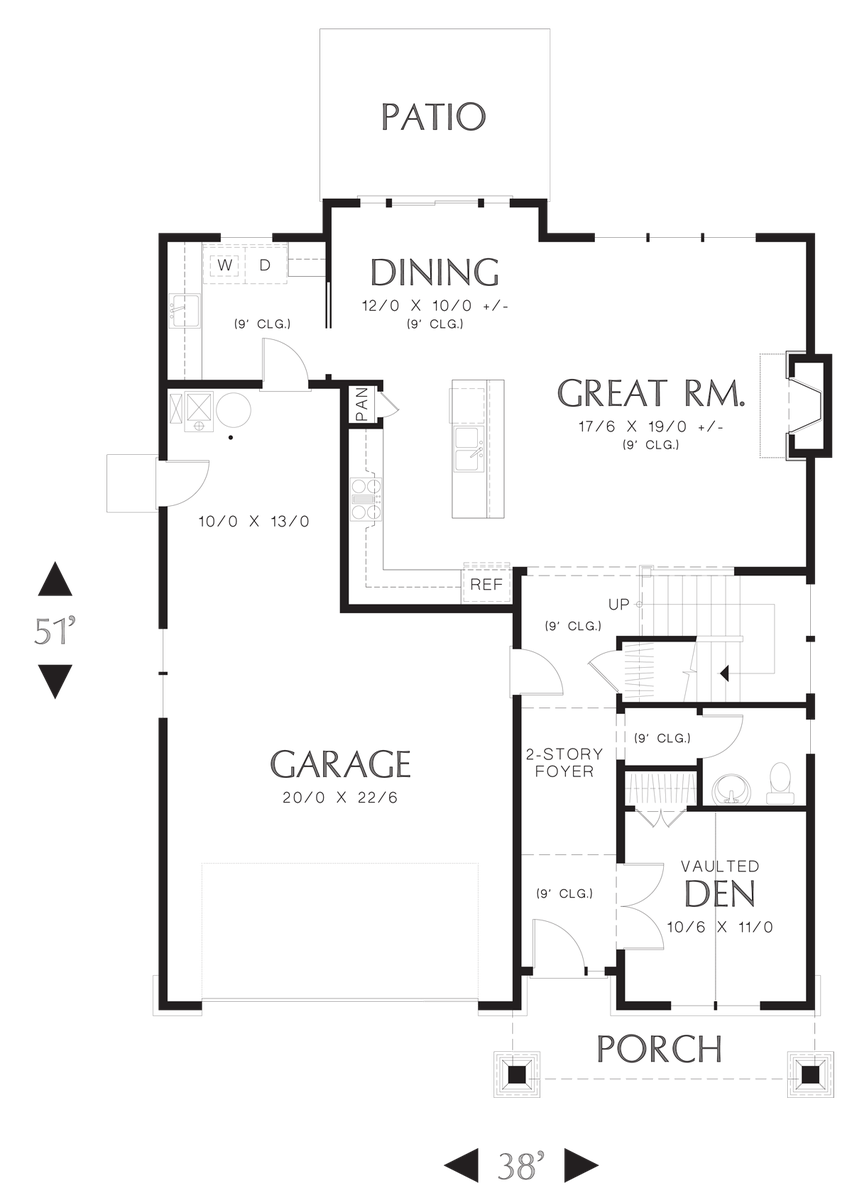 Main Floor Plan for Mascord House Plan 2230CD - The Olympia