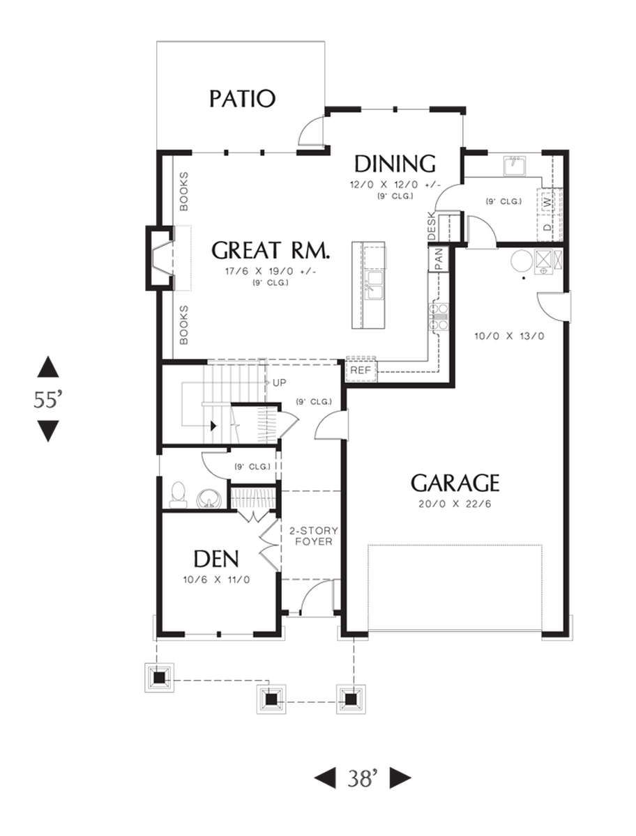 Main Floor Plan for Mascord House Plan 2230CE - The Morecambe