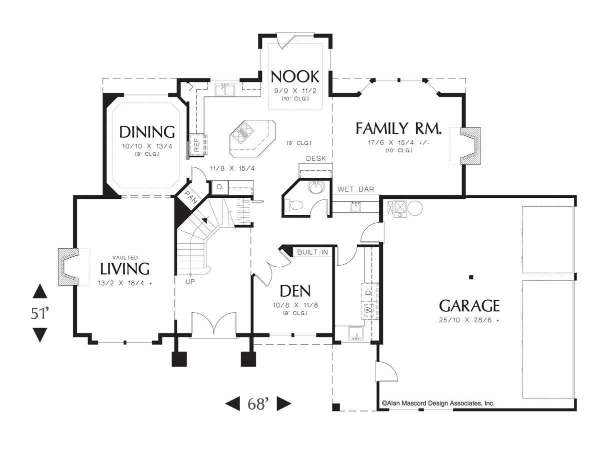 Main Floor Plan for Mascord House Plan 2237P - The Bayport