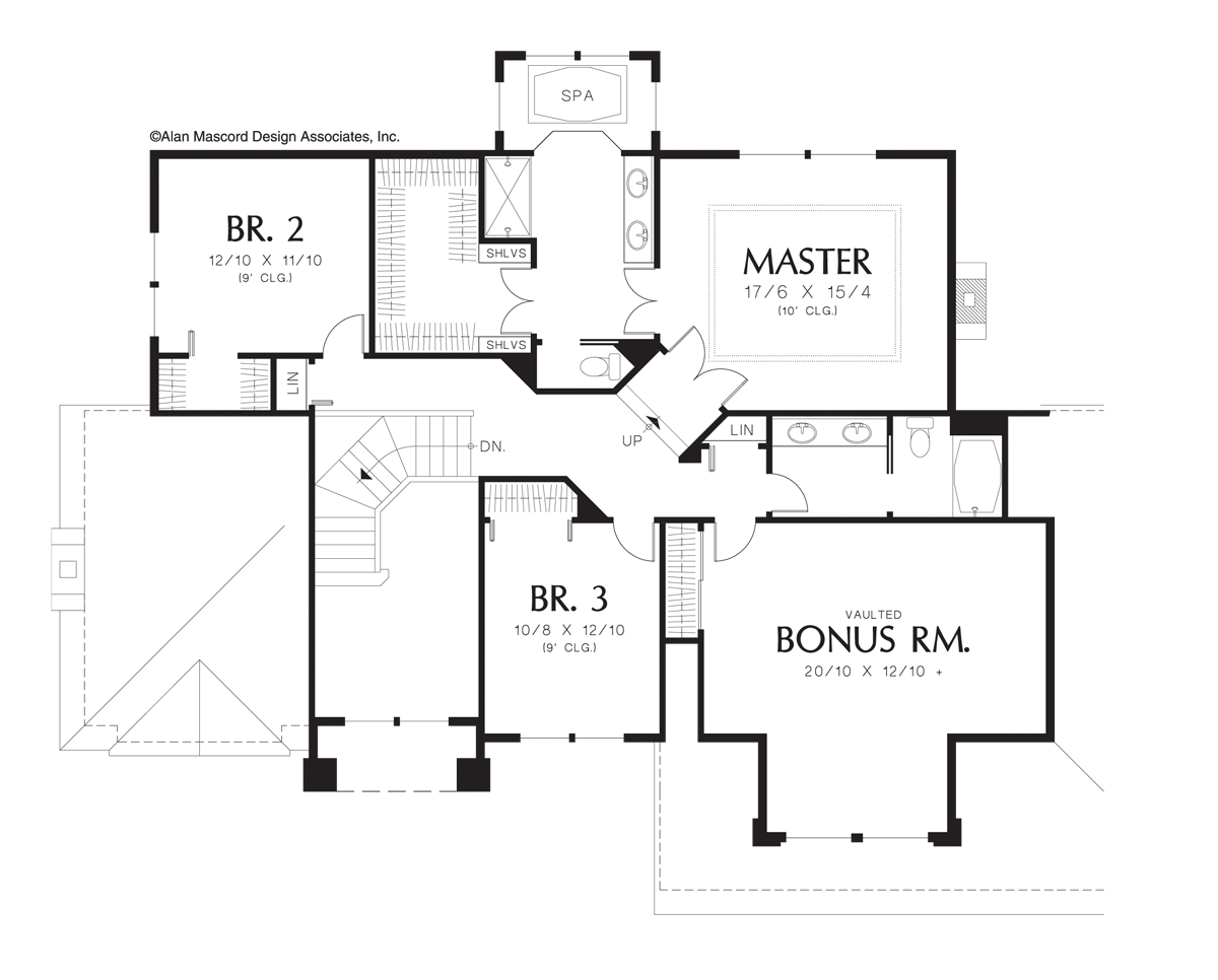 Upper Floor Plan for Mascord House Plan 2237P - The Bayport