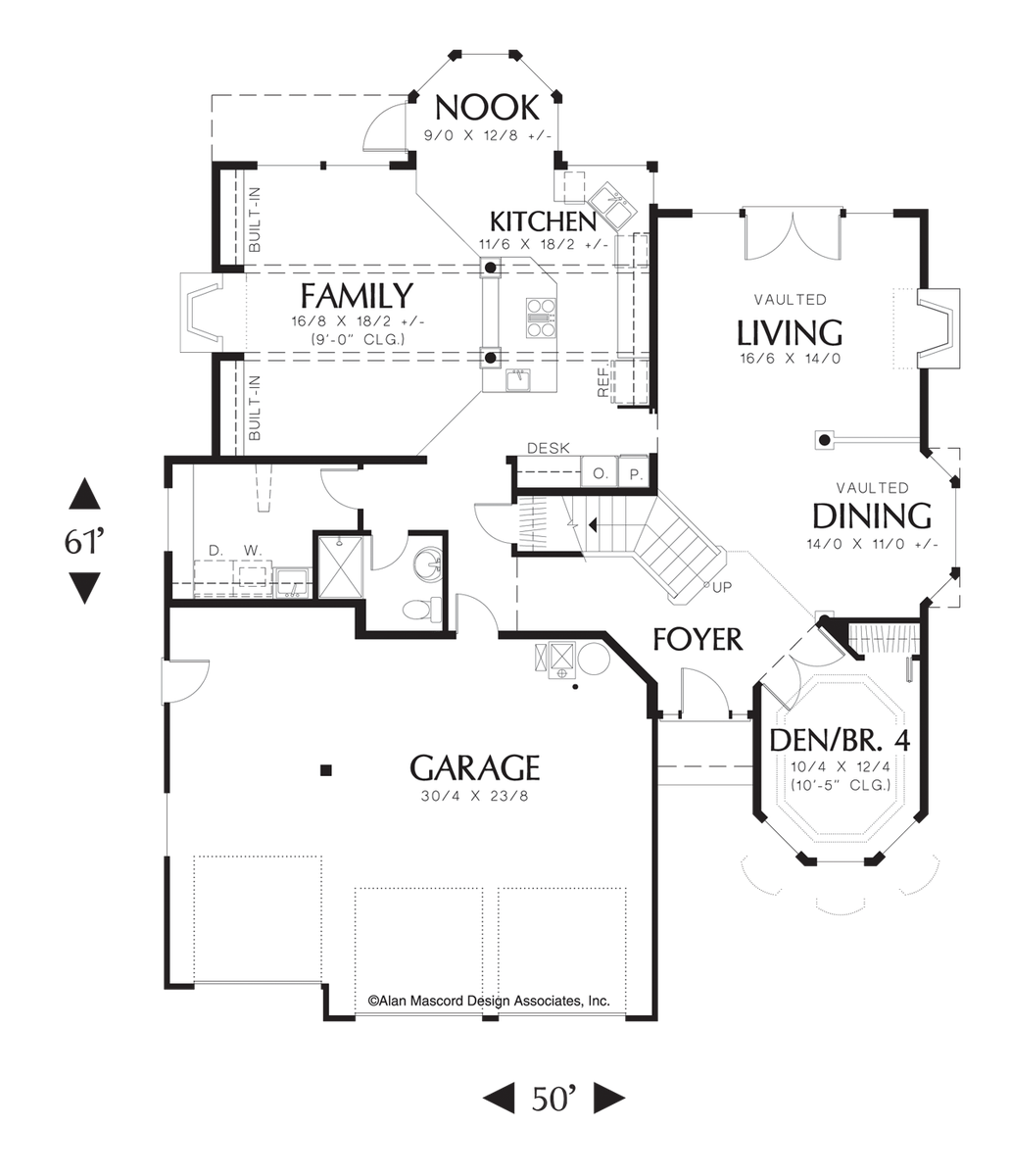 Main Floor Plan for Mascord House Plan 2259 - The Canby