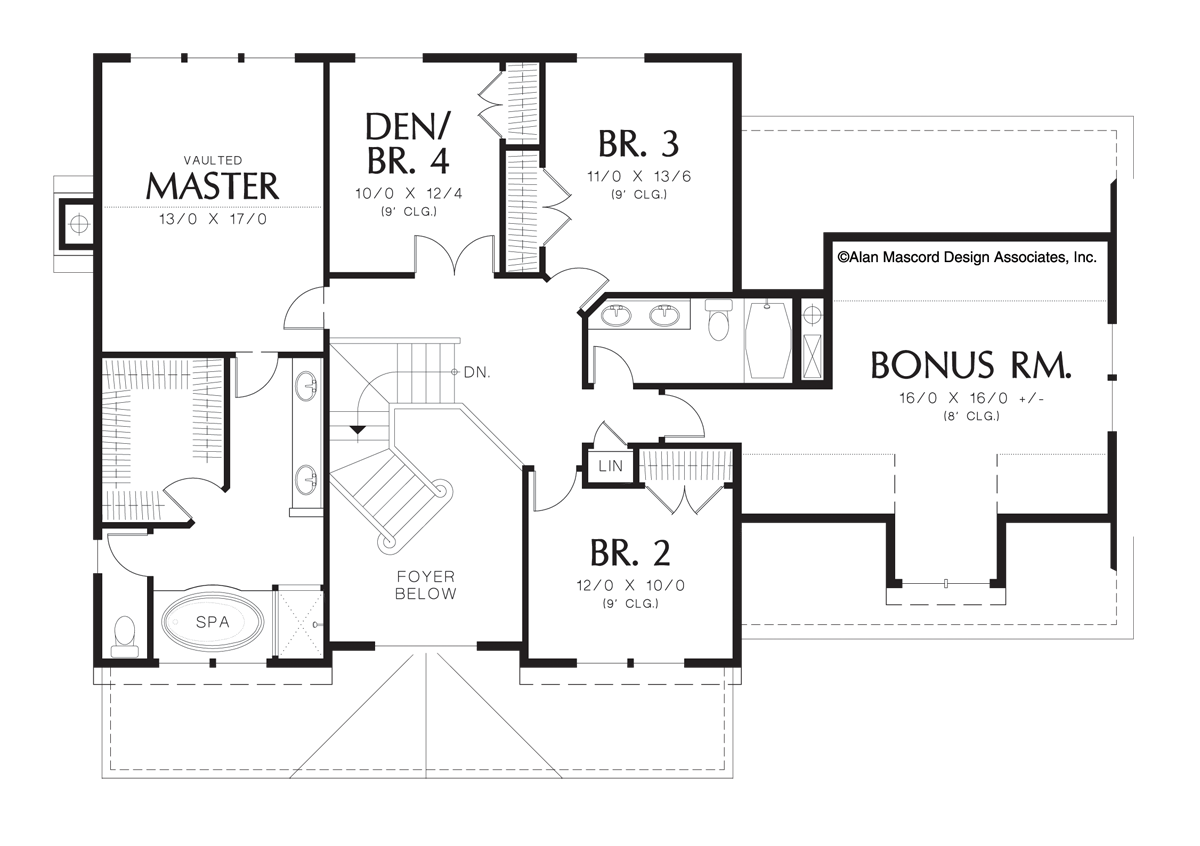 Upper Floor Plan for Mascord House Plan 2261H - The Camden