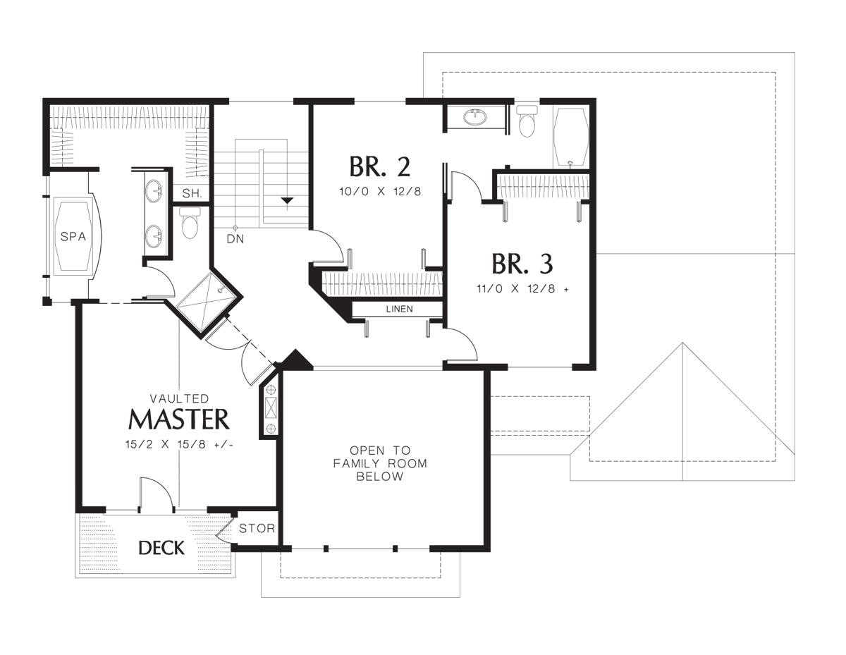 Upper Floor Plan for Mascord House Plan 2263DC - The Fairmont