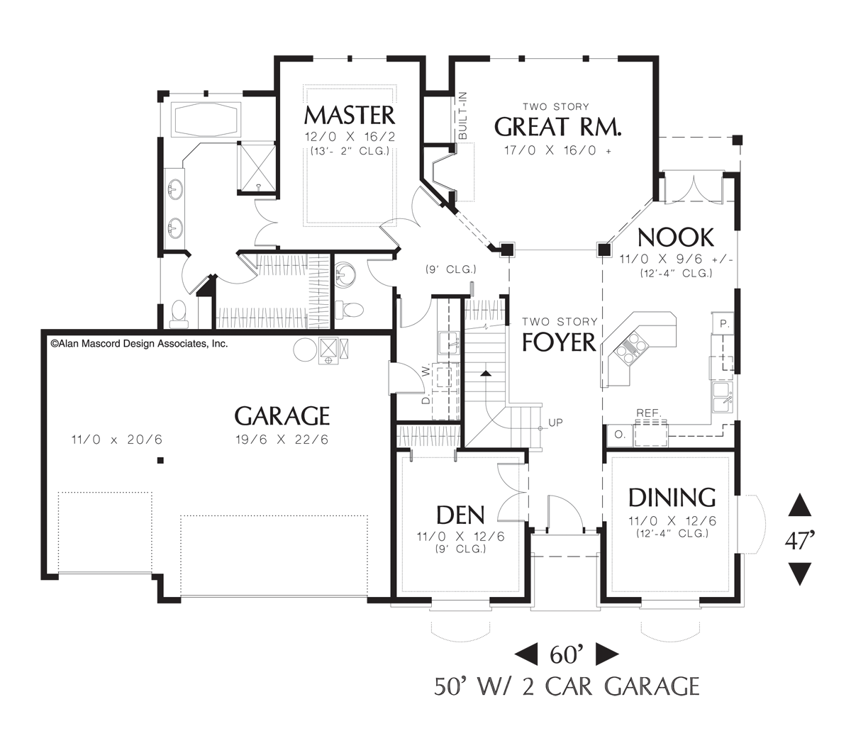 Main Floor Plan for Mascord House Plan 2270 - The Evansville
