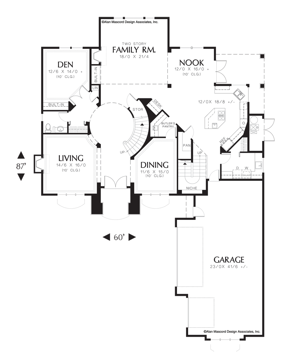 Main Floor Plan for Mascord House Plan 2310K - The Halverson