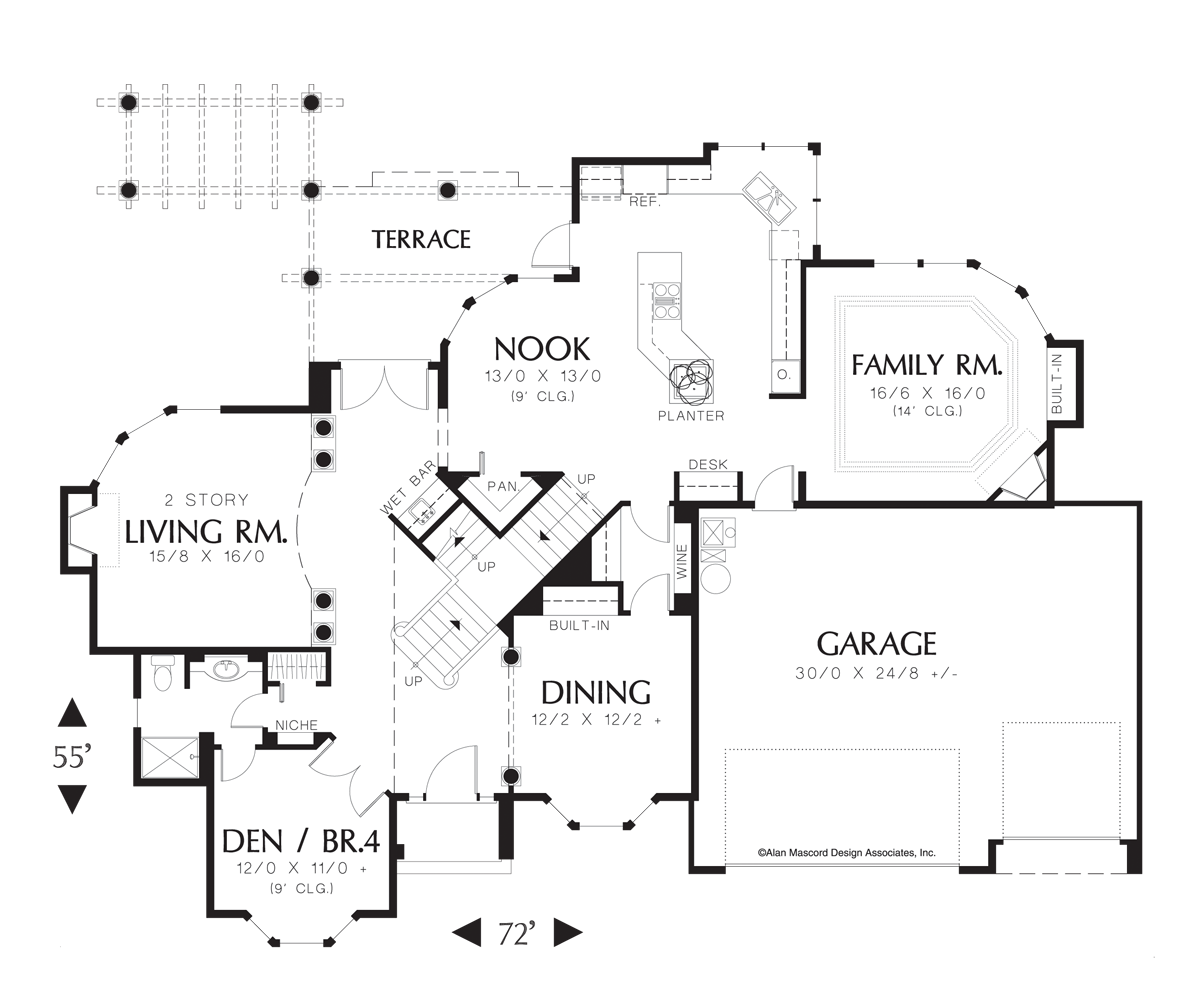 Main Floor Plan for Mascord House Plan 2338 - The Pierson