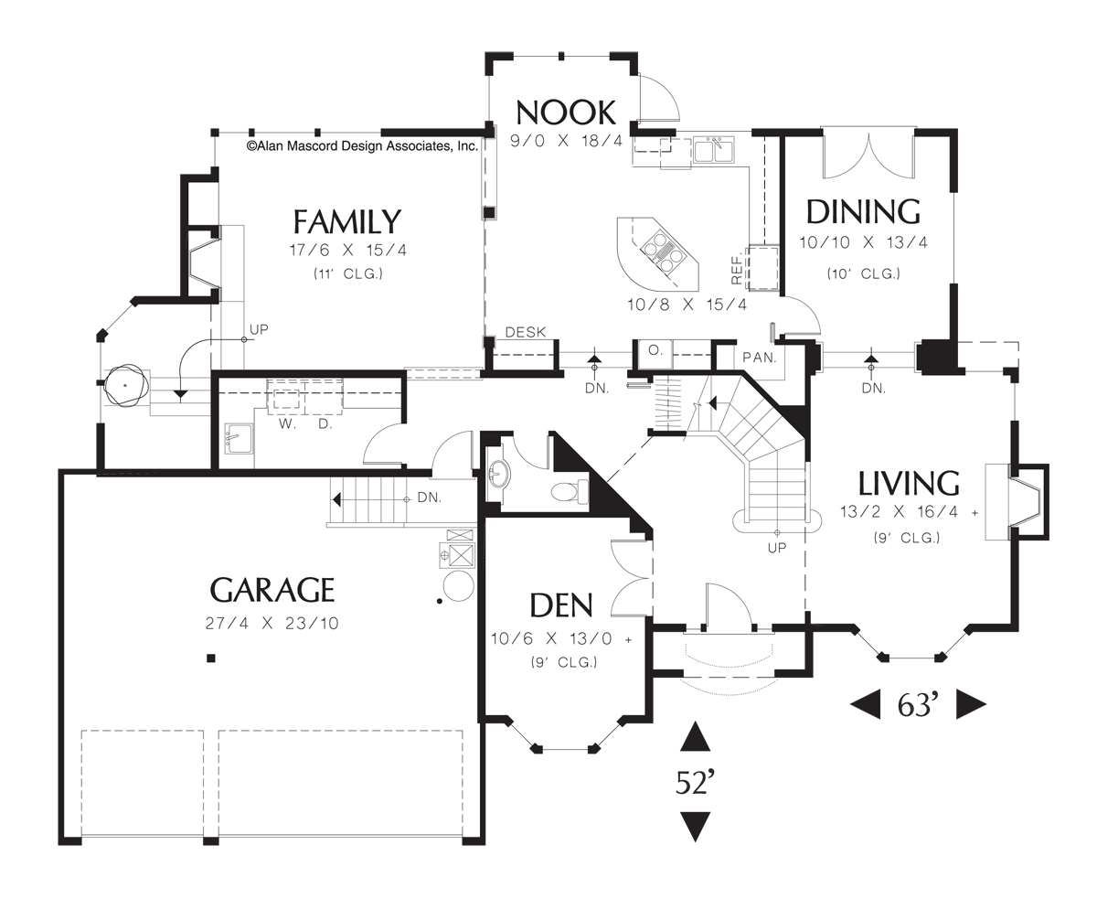 Main Floor Plan for Mascord House Plan 2343 - The Bellingrath