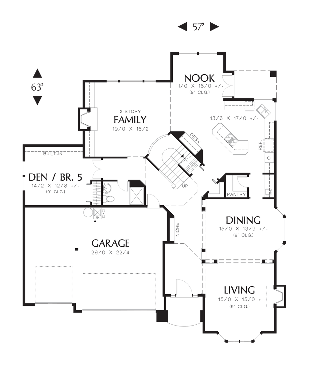 Main Floor Plan for Mascord House Plan 2344 - The Collison